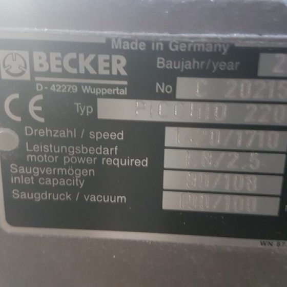 Becker PICCHIO 2200 Vacuum Pump Coast Machinery Group