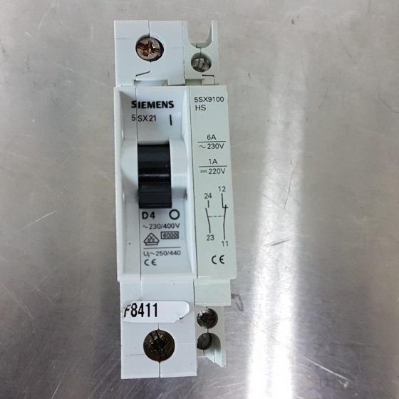Siemens 5SX21 D4 Circuit Breaker +  5SX9100 HS Auxiliary Contact Block
