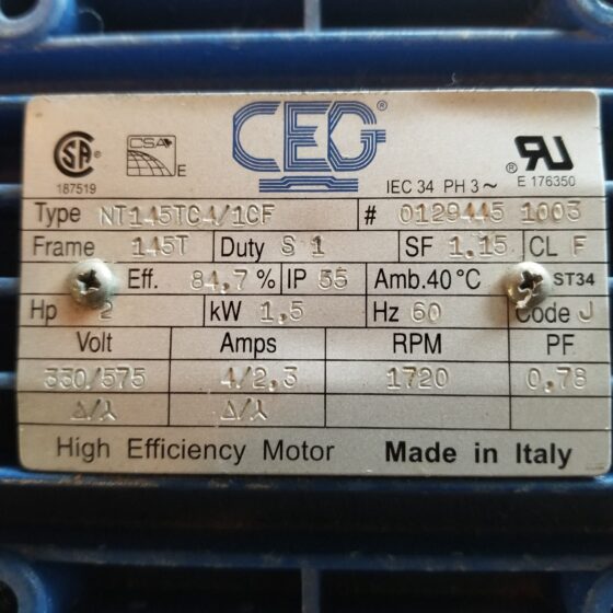 CEG NT145TC4/1CF 2 HP High Efficiency Motor