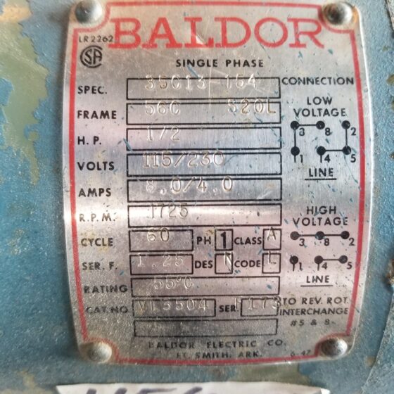 Baldor 56C 1/2 HP Motor