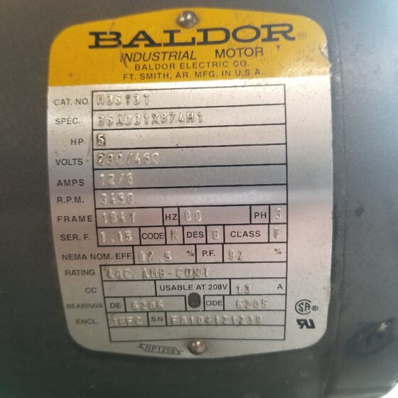 Baldor M3613T 5HP Electric Motor