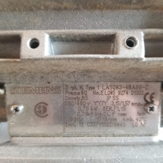 Siemens 1 LA5083-BA99-Z Electric Motor 1715 RPM