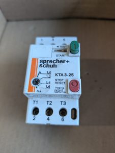 Used Sprecher Schunh KTA 3-25 Manual Motor Starter Switch Built in Reset in stop Button