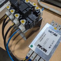 Used Schaffner FN3256H-120-35 Neutral Line Filter 3 PH 120A With Moeller Rotary Disconnect Switch