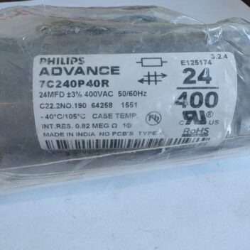 Used Phillips Advance Capacitor E125174 Microfarad 24 400V 50-60HZ New In Sealed Bag