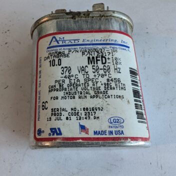 Used AmRad Eng. Inc. Motor Run capacitor #23171  370VAC 50-60HZ 3inch High