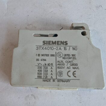 Used 120-661 Siemens Auxiliary Switch TX4010-2A 600VAC Max