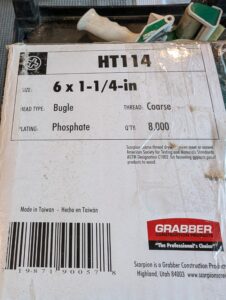 Used Grabber Drywall Screws Case HT114 Bugle Head Coarse Thread
