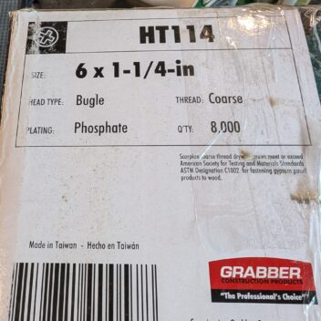 Used Grabber Drywall Screws Case HT114 Bugle Head Coarse Thread