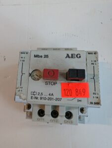 Used AEG Manual Motor Starter MBS25 W 2 NHI 10 Auxiliary Switches