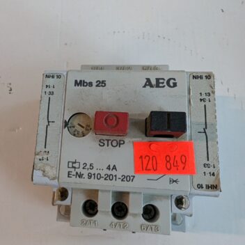Used AEG Manual Motor Starter MBS25 W 2 NHI 10 Auxiliary Switches