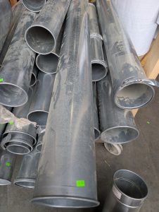 Used Nordfab Dust Collector Galv Pipe Section 22Ga 6QF x 58.75 with sleeve extension