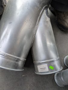 Used Nordfab Dust Collection Galv Y Pipe 4QF to 3 Inc To 3inch x 15 Inch L