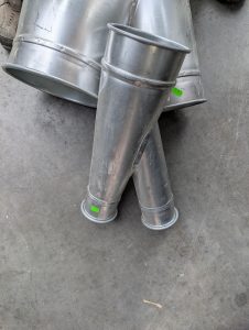 Used Nordfab Dust Collection Galv Y Pipe 4QF to 3 Inc To 3inch x 15 Inch L