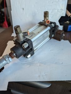 Used Pneumax 24220A1227 Double Acting Pneumatic Cylinder With Tool holder