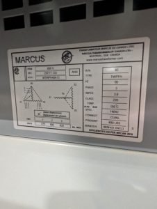 Used Marcus MTWPH40A13  600KVA 600-230V 3PH Transformer