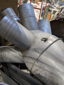 Used Dust Collection Exhaust Manifold 10 inch With 7 Inch Stub-Outs